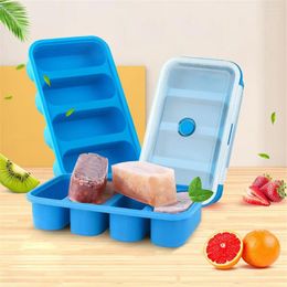 Liquid Soap Dispenser Silicone Freezer Tray Soup 4 Cubes Food Freezing Container Mold Ice With Lid DIY Whisky Cocktail Kitchen Bar Cube