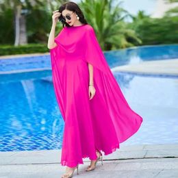 Casual Dresses 2024 Women Dress Summer Fashion Off Shoulder Chiffon Beach Pink Red Blue White Elegant Long Vestido De Mujer