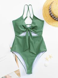 Women's Swimwear 2024 One Piece Swimsuit Solid Padded Women Cut Out Bathing Suit Female Bathers Swimming Swim Summer Beachwear