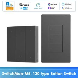 Control SONOFF M5 SwitchMan Smart Wall Switch 1/2/3 Gang Push Button Switch Works With Sonoff SMate/ R5 EWelink Alexa Google Alice Siri