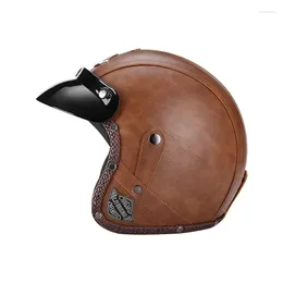 Motorcycle Helmets Vintage Leather Helmet Retro Open Face Chopper Casco Moto Vespa Motorbike Casque Capacete De Masculino Dot