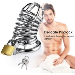 40/45/50mm Metal Lock Male Chastity Device Adult Games Cock Cage Sex Toys for Men/Gay Penis Lock Cock Ring Chastity Belt 18+