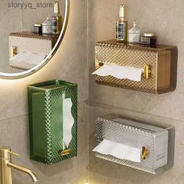 Tissue Boxes Napkins Tissue Box Wall-Mounted Facial Tissue Face Cloth Storage Toilet Kitchen Upside down Paper Extraction Box Light Q240222