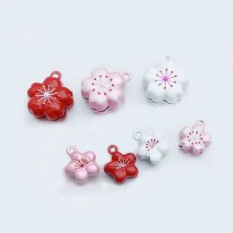 Necklaces Sakura Plam Flower Jingle Bells Good Luck Close Bell Charms Necklace Pendant Accessories Jewelry Craft Findings