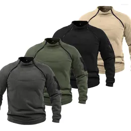 Men's Jackets Windproof Fleece Sweatshirts Tactical Outdoor Sportwear Jacket Standing Collar Solid Colour Pullover Male Thick Casual Tops