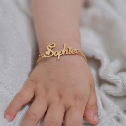 Bangles Customized Baby Name Bracelet Personalized Children Jewelry Stainless Steel Custom Kids Name Bracelet Handmade Gifts