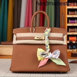 Bag High Designer Real Leather Lychee Pattern Togo Leather Women's Leather Buckle Fashion Handbag Large