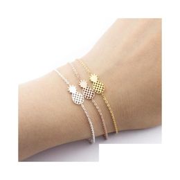 Chain Summer Style Minimalism Hollow Out Pineapple Bracelet For Women Gold Sier Rose Fruit Ananas Femme Bff Jewelry Drop De Dhgarden Dhmpz