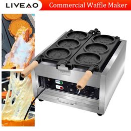 Electric Crispy Cheese Cookie Maker Round Coin Waffle Machine