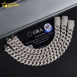 Selling Pass Diamond Tester 12mm Moon Shape Silver 925 Cuban Link Chain Mens Vvs Moissanite Bracelet