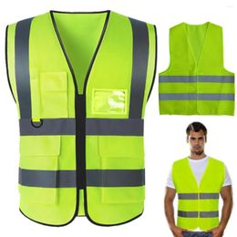 Motorcycle Apparel High Visibility Vest Breathable Multi-pocket Reflective 2 Strip Railway Coal Miners Uniform For Driver Workers