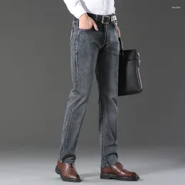Men's Jeans OL Work Elastic Business Men Denim Regular Fit Straight Daily Pants Male Plus Size Classic Trousers