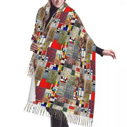 Scarves Piet Mondrian De Stijl Abstract Art Scarf Wrap Women Long Winter Warm Tassel Shawl Unisex Fashion Versatile