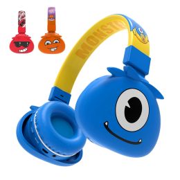 Headphone/Headset New Cartoon Wireless Headphones Bluetooth Foldable Stereo Cute Monsters Headset for Iphone Xiaomi Phone Children Boys Girls Gift