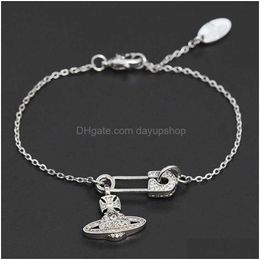 Designer High Quality Empress Dowager Xis Diamond Studded Pin Fine Chain Niche Design Fashionable Planet Bracelet Female Drop Deliver Dhu9O