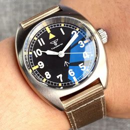 NH35 Movement 36mm Small Mechanical Watch for Men Pilot Wristwatch Green Lume Nylon Band Steel Sport Clock 240220