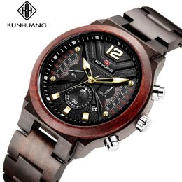 Fashion Wood Men Watch Relogio Masculino Top Brand Luxury Stylish Chronograph Military Watches Timepieces in Wooden wrist watch fo228z