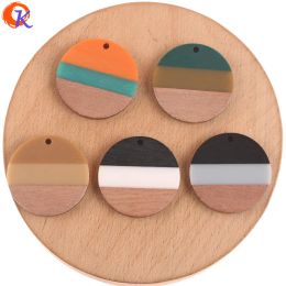 Back Cordial Design 30pcs 28*28mm Jewellery Accessories/diy Earrings Making/natural Wood & Resin/round Shape/hand Made/earring Findings