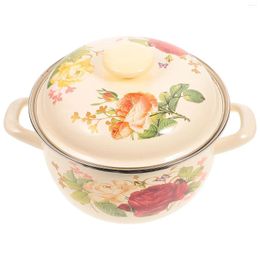 Double Boilers Ceramic Instant Noodle Pot Enamel Stockpot With Lid Pasta Household Soup Vintage Stew