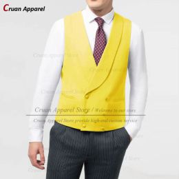 (16 Colors) Formal Yellow Wedding Men's Vest Suit Waistcoat Sleeveless Jacket Tailor-made Slim Shawl Lapel Groom Best Man