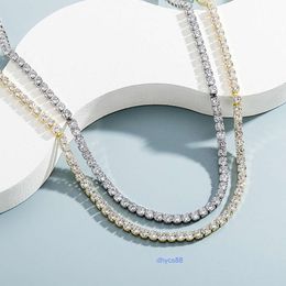 Xishuo High Quality Cheap Iced Out 2.5mm 3mm 4mm 5mm Brass Rhinestone Tennis Chain Necklace for Men and Women