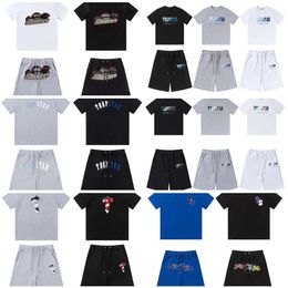 2024 Men's T-shirts Trapstar Tracksuits Designer Shorts Embroidery Letter Rainbow Colour Black White Grey Summer Sports Fashion Cotton Cord Top Sleeve Size S-xl cla