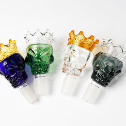 Wholesale Quality Glass Tobacco Bowl Skull Style 14mm 18mm Male Joint Handle Slide Bowl Piece Accessories For Bongs Water Pipes Custom Smoking Bowls