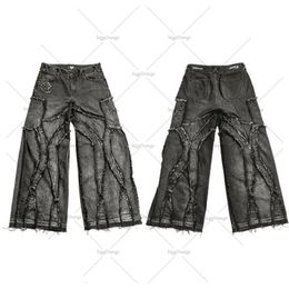Y2k Old Washed Mens Hip Hop Oversized Jeans Fashion Casual Punk Rock Loose Straight Wide Leg Pants Streetwear 240219