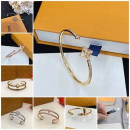 Designer Bangle Diamond flower bracelet for women Stainless Steel bangle men silver gold bracelets Fashion Jewellery Women Luxurys V Cuff Bracelets With BOX