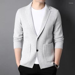 Men's Sweaters Top Grade Wool 5% Brand Fashion Knit Korean Style Cardigan Men Slim Fit Sweater Casual Solid Coats Jacket Mens Clothes 2024