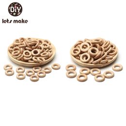 Rings Let's Make 100pc 25/30mm Beech Wooden Ring Food Grade Wood Teether Children's Jewelry DIY Crafts Accessories Nursing Pendant