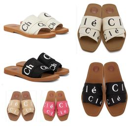 sandals womens og Slippers Canvas slides outdoors Summer Sandal white black cream red pink blue shoes 34-42