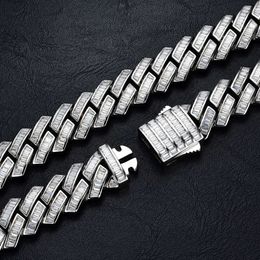 Jn54 Hip Hop Bracelet 18Mm Wide VVS Diamond Miami Necklace Baguette Moissanite 10K Solid Gold Cuban Link Chain