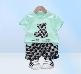 Cute Toddler BoysGirls Infant Summer 2021 New Cartoon Bear TShirtPants 2pc Clothes Cotton Outfits 039s Wear Ropa Beb4465453