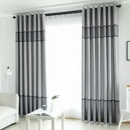 Curtain Modern Grey Blackout Curtains For Bedroom Living Room Window Treatment Ready