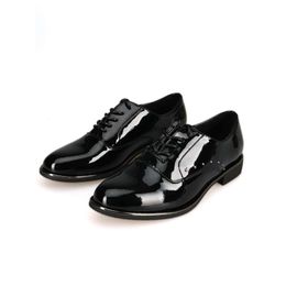 Women's Black Oxford Lacquer Leather Classic Comfortable Business Casual Work Dress Shoes