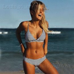 Women's Swimwear Push Up Bikinis Set 2024 Padded Women Swimsuit Striped Bathing Suit Monokini Mujer Banador Feminino Sport Female Traje De Bano T240222