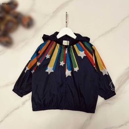 Brand kids jackets Long sleeved child Sunscreen clothing Size 90-160 Colourful meteor design baby Hooded coat boys girls Outerwear 24Feb20