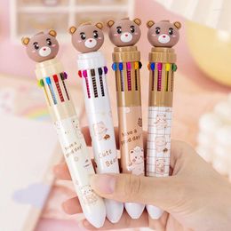 10Pcs/Lot Cute Cartoon Bear 10 Colours Ballpoint Pens Kawaii Multicolor School Office Supplies Ball Pen Writing Stationery