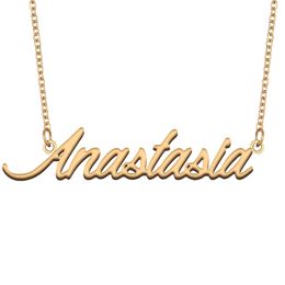 Anastasia Name Necklace Customise Personalised Pendant for Men Boys Birthday Gift Best Friends Jewellery 18k Gold Plated Stainless Steel