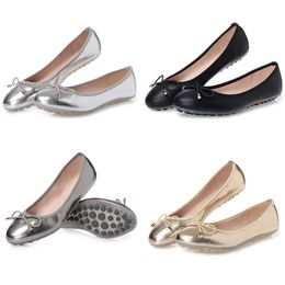 new women shoes low heels gold Round head Bow knot Flat bottom comfortable Mom Black grey silvery big size 36-41