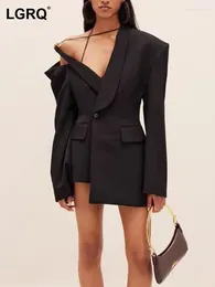 Women's Two Piece Pants Fashion Elegant Blazer Two-piece Sets Asymmetric Shoulder Trendy Suit Jacket High Quality 2024 Luxury 17A9495
