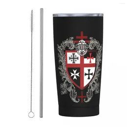 Tumblers Templar Shield Cross Mediaeval Warrior Sword Knights Insulated Tumbler With Armour Helmet Emblem Vacuum Thermal Mug Thermos Cup