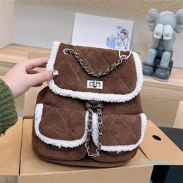 Classic Lattice Designers Backpack Women Chain Luxury Backpacks Womens Plush Back Pack Bookbags Fashion Trend Diamond Travel Bag