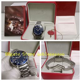 With Original Box Mens Professional Watch Men's 42mm 600M Blue Dial Stainless Steel Bracelet Asia 2813 Movement Automatic Mec213l