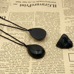 Necklaces 100% Russia Shungita Natural Shungite Bead Pendant,energy Healing Gem Necklace Jewelry,pear Drop Healing Gem Stone Pendant,
