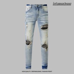 skinny jeans designer jeans mens denim pants fashion holes trouser hiphop distressed zipper trousers for male AMlRI jeans usa size pantalones drip jeans rap pants