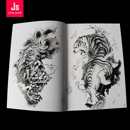 Guns 2023 Tattoo Book Manuscript Traditional Pattern Dragon Eagle Tiger Squid Diamond Bag Arm Spray Auspicious Animal A4 Size 68 Page