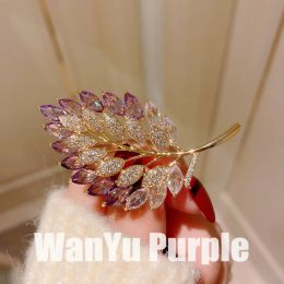 Jewellery Brooches For Women Elegant Accessories Luxury Bridal Dating Essentials Purple Leaf Cardigan Shawl Brooch Pin Fine Jewellery Gift