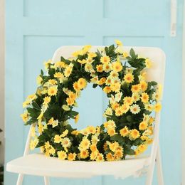 Decorative Flowers Decor Wreath Yellow Daisy Spring And Summer For Outdoor Or Home Decoration Easter